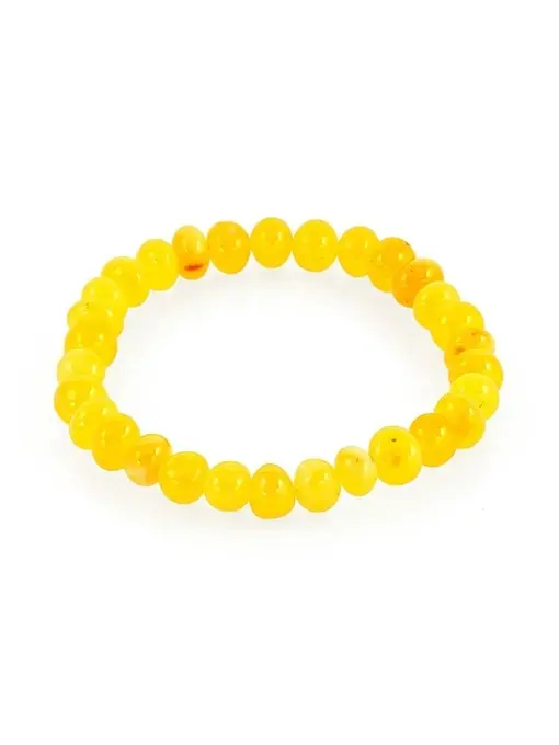 Браслет из натурального балтийского янтаря медового цвета Галька мелкая