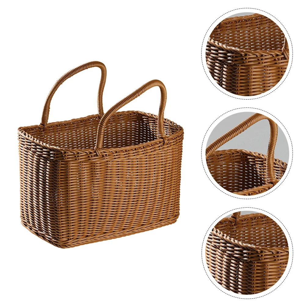 

1Pc Plastic Woven Basket Decorative Flower Basket Fruit Packing Basket