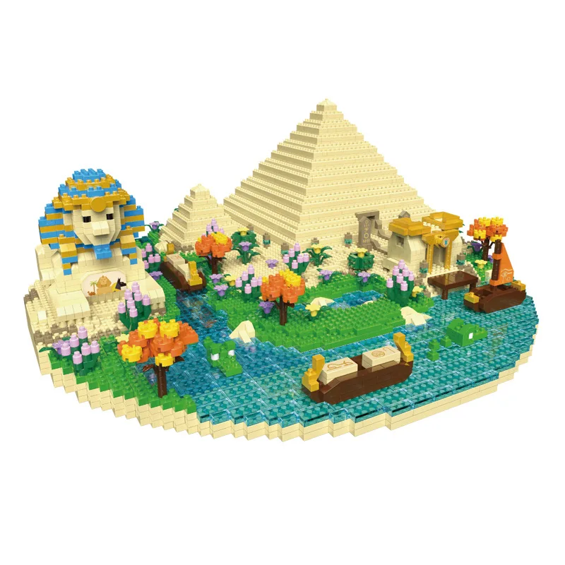 

MOC Pyramid Building Blocks Ancient Egypt Architecture Giza City Street View World Famous Architecture Brick Model Toys Gifts