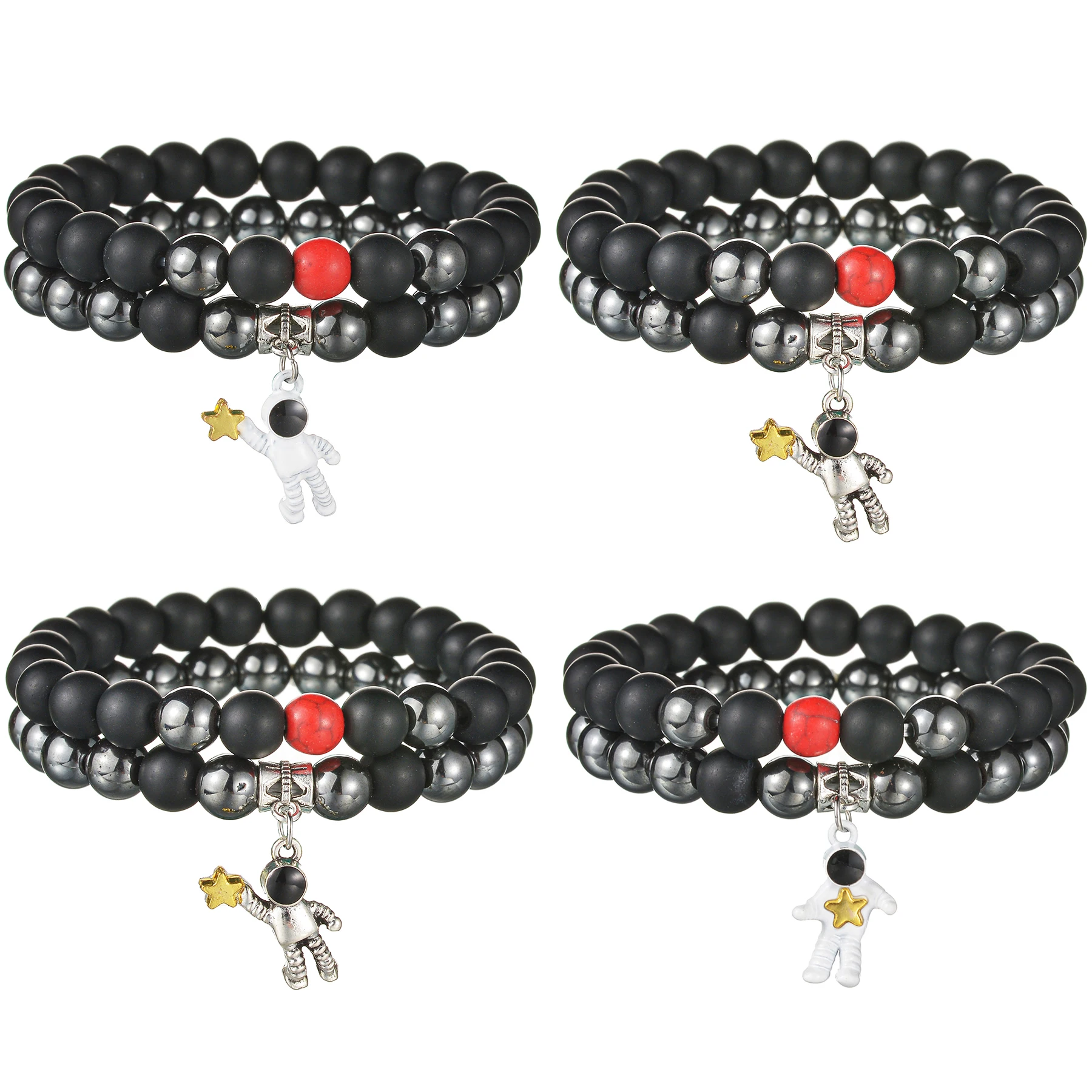 2 шт./комплект, женские и мужские браслеты из лавового камня