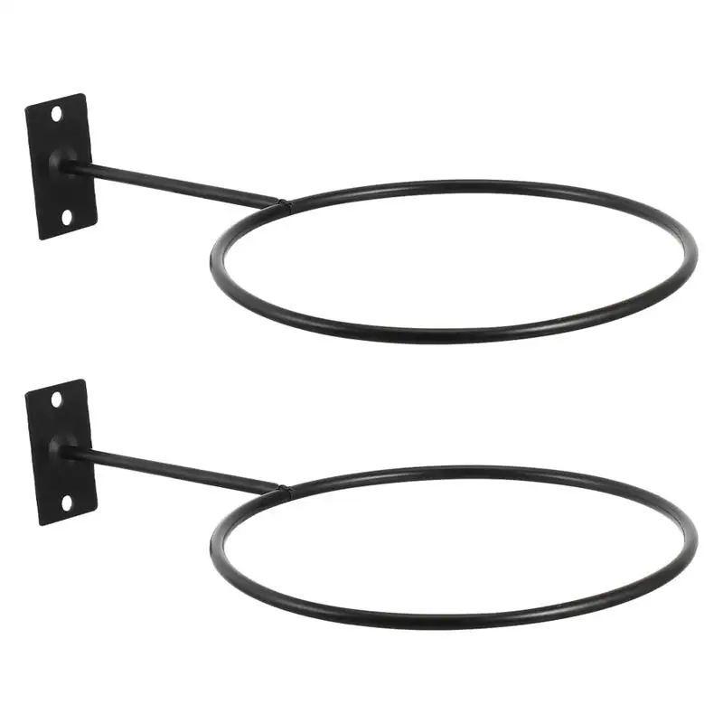 

2pcs Wall Mounted Basketball Display Racks Balls Storage Stands for Home (Black)