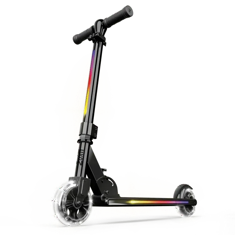 

Safety Highly Durable Black Aluminum Kids Scooter, Foldable with Adjustable Height Handlebars and Maximum Safety Protectors