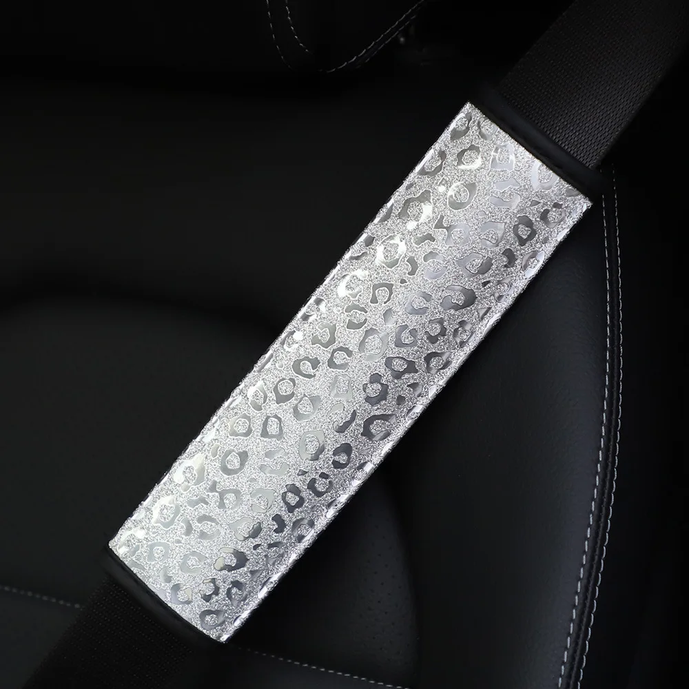

Glitter Gold Leopard TPU Car Seat Belt Shoulder Cover Seat Belt Adjustment Anchor Universal Seat Belt Car Protection