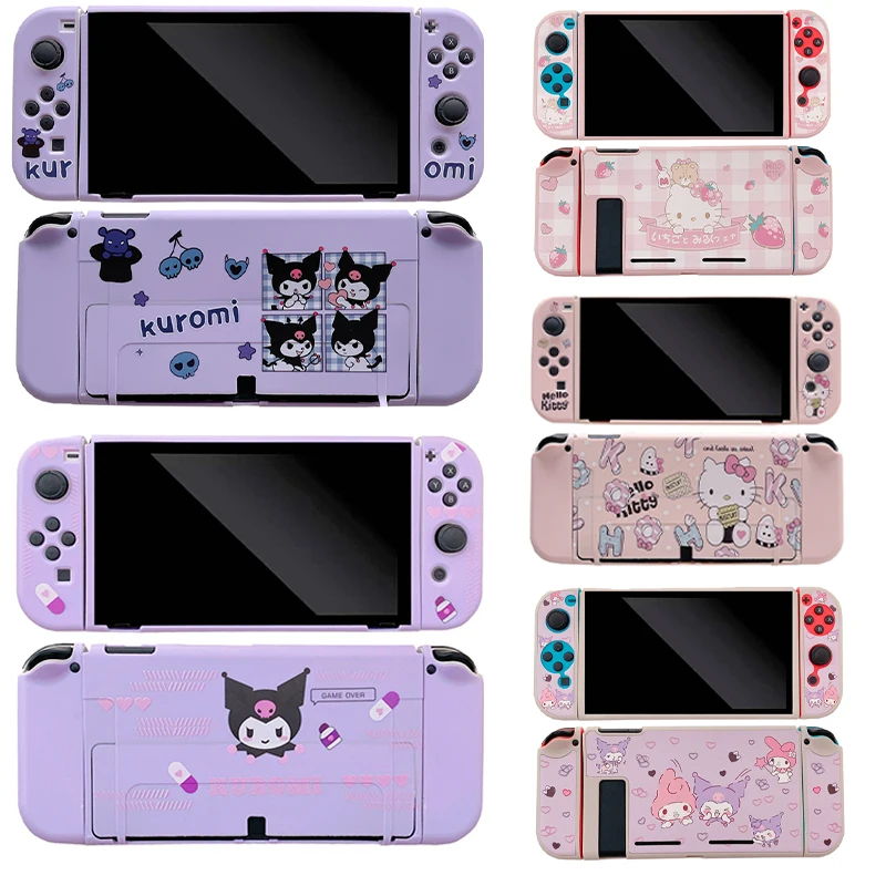 Kawaii Kuromi Hello Kitty Suitable for Nintendo Switch Shell Split Oled Game Shell Soft Protective Cover Anti Falling Storage
