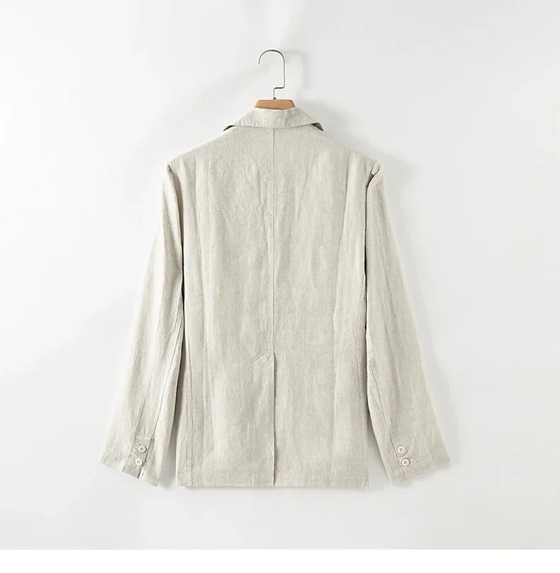 Мужской однобортный Блейзер из чистого льна повседневный однотонный жакет