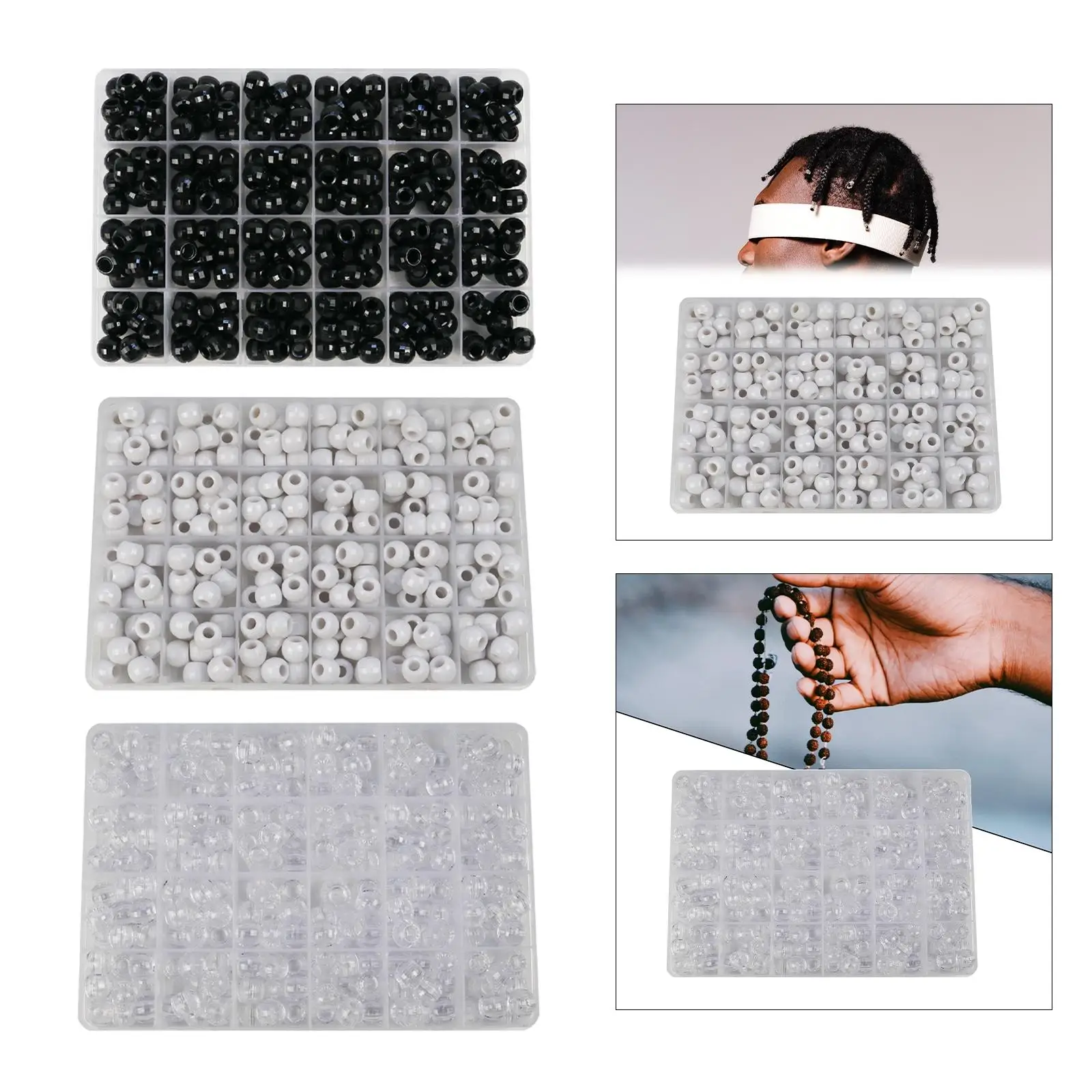 

240 Pieces Hair Braid Bead Kit Hair Beads Round for Jewelry Making Hair Braid Round Beads DIY Hair Braiding Crochet Dreadlock