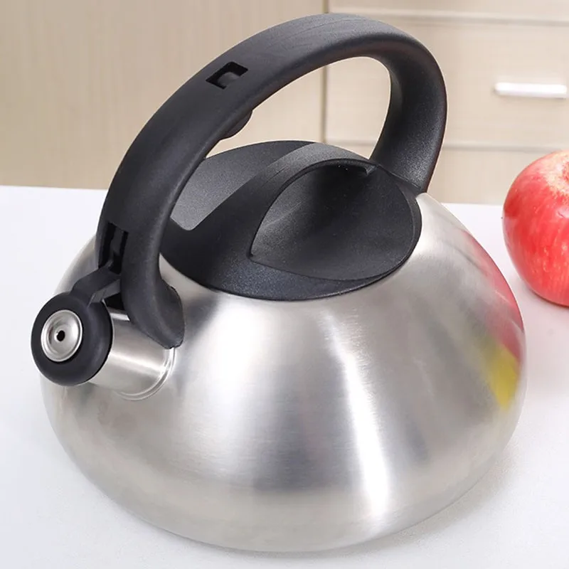 

Чайник из нержавеющей стали со свистком, газовая плитка, чайник для горячей воды, матовый сатин, 3 л, 3,2 кварт