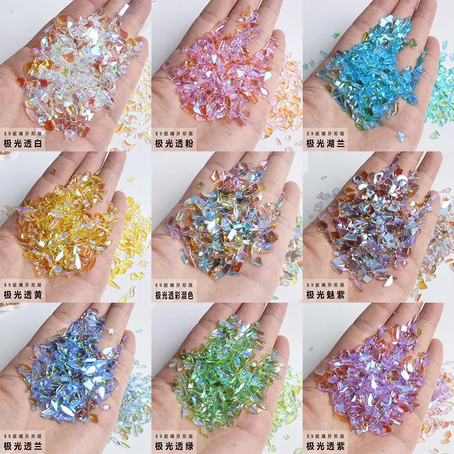 

120pcs Wholesale Irregular Shape Diamond Nail Art Charms 3D Luxury Aurora Flatback Nail Decorations DIY Crystal Nail Accessories