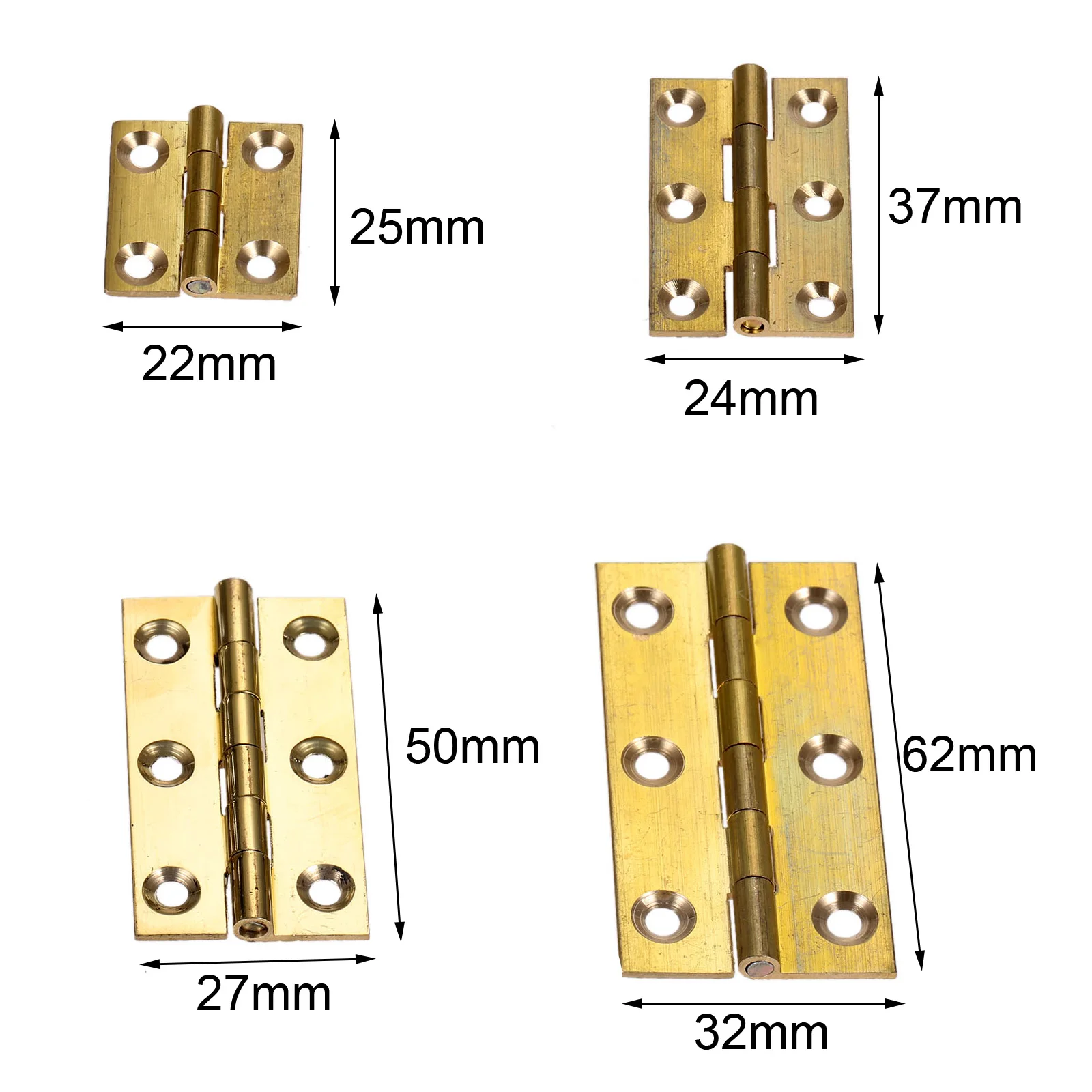 DRELD 2 Pcs Brass Decorative Cabinet Hinge for Furniture Fittings 1/1.5/2/2.5 inch Wood Jewelry Box Hinge with Screws Home Decor