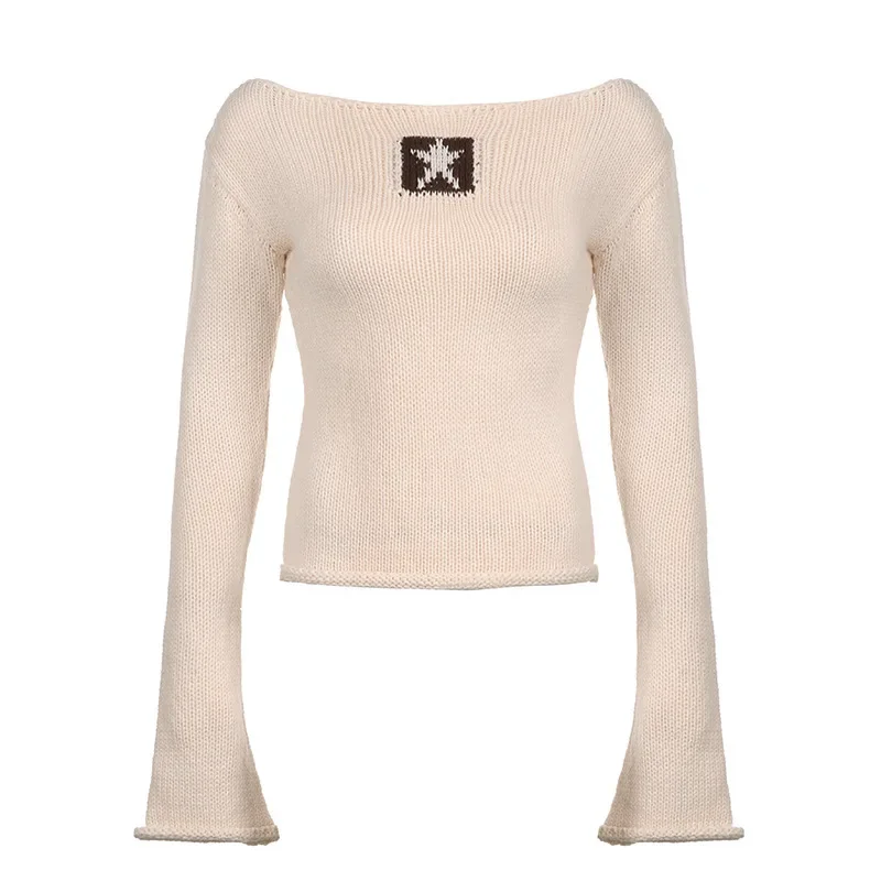 Y2K дизайн чувствительность цвет блокирующий вязаный пуловер рубашка уличная