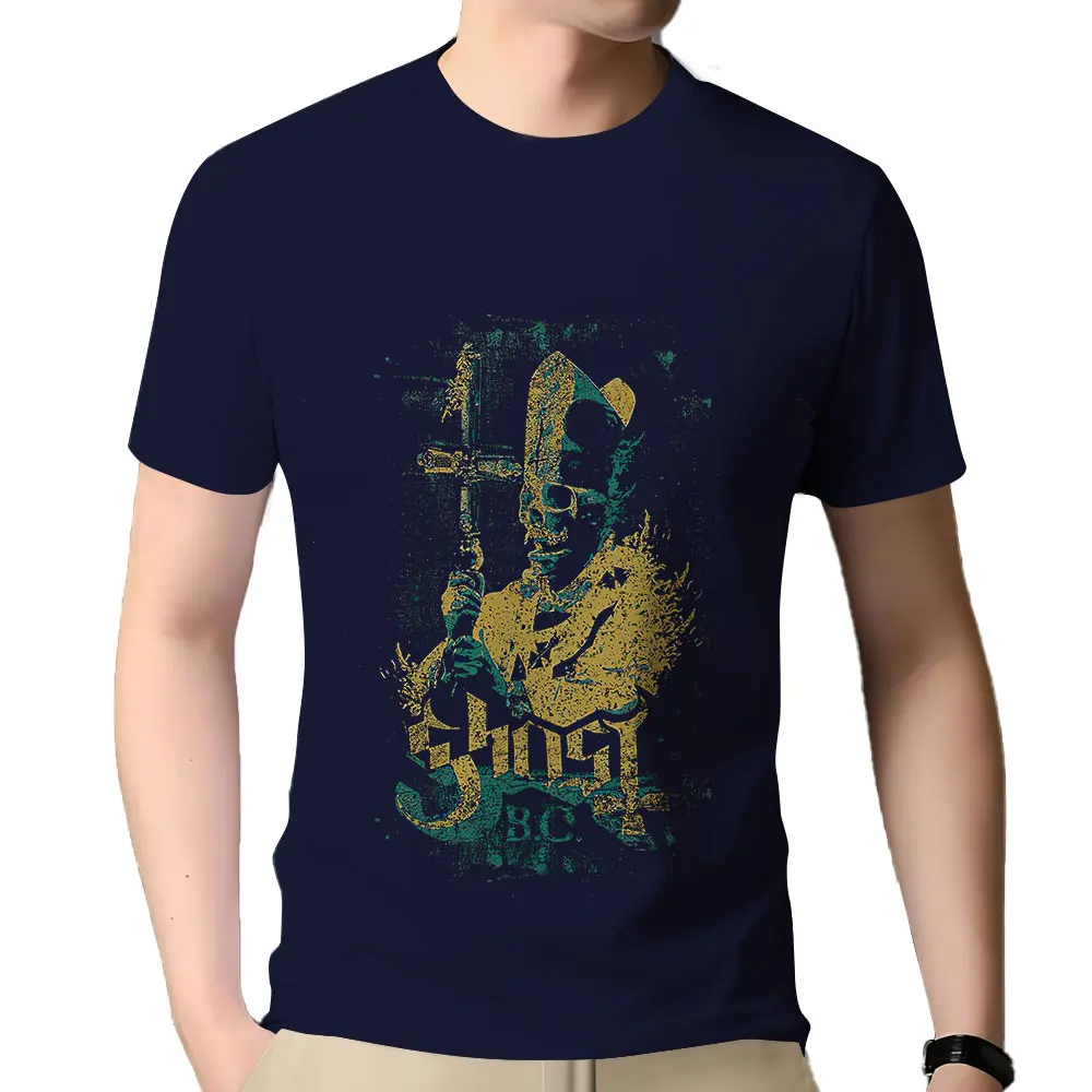 

Baoyou Men's Summer New Short Sleeve T-shirt with Terrifying Skull Print TEE Pure Cotton Extra Large Loose T-shirt for Men