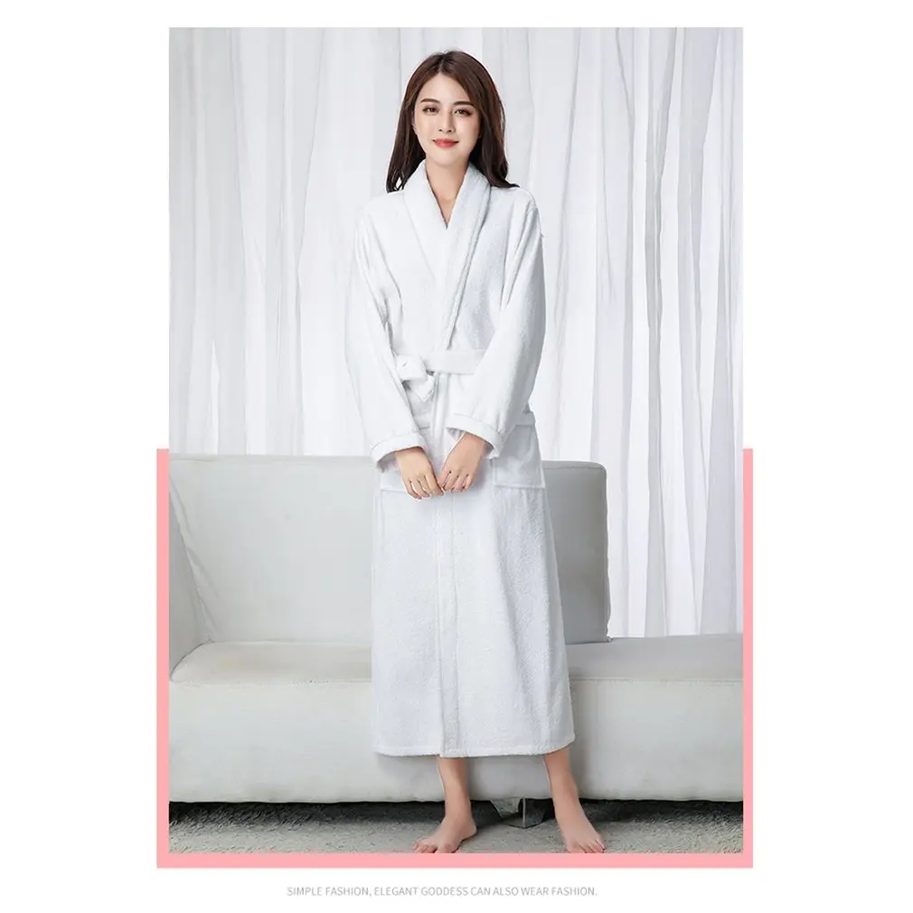 

Bathrobe For Women And Men Cotton Soft Absorbent Yukata Winter Couple Nightgown Lightweight With Pockets Robe