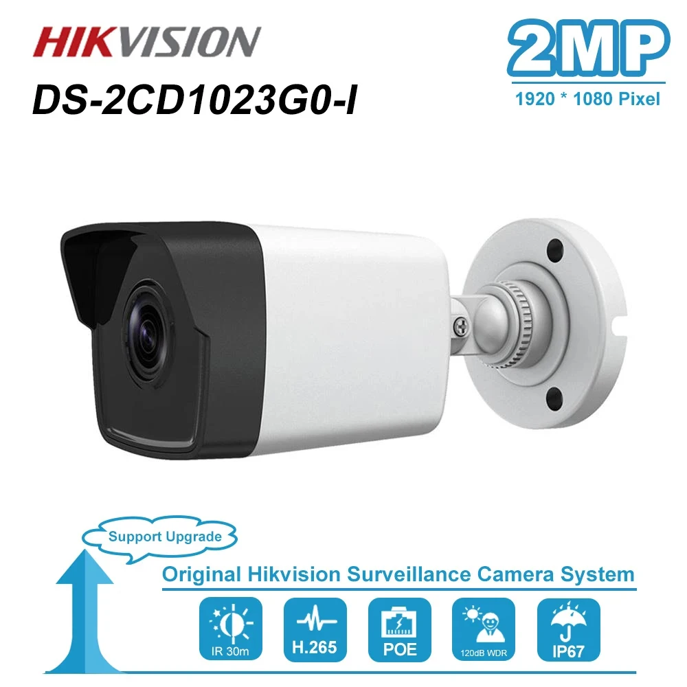 

Hikvision 2MP Fixed Bullet Network Camera DS-2CD1023G0-I 1080P Bullet POE IP Camera IP67 Night Vsion 30m Security Outdoor Camera