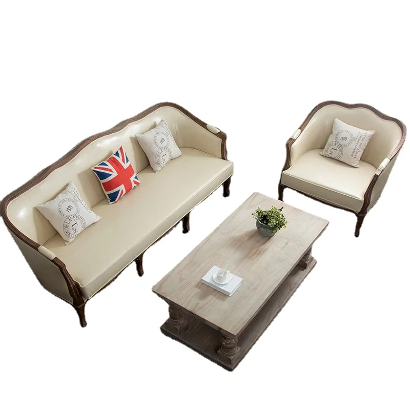 

Hxl Solid Wood Coffee Table Sofa Vintage Roman Column Villa Hotel Leisure Sofa and Tea Table