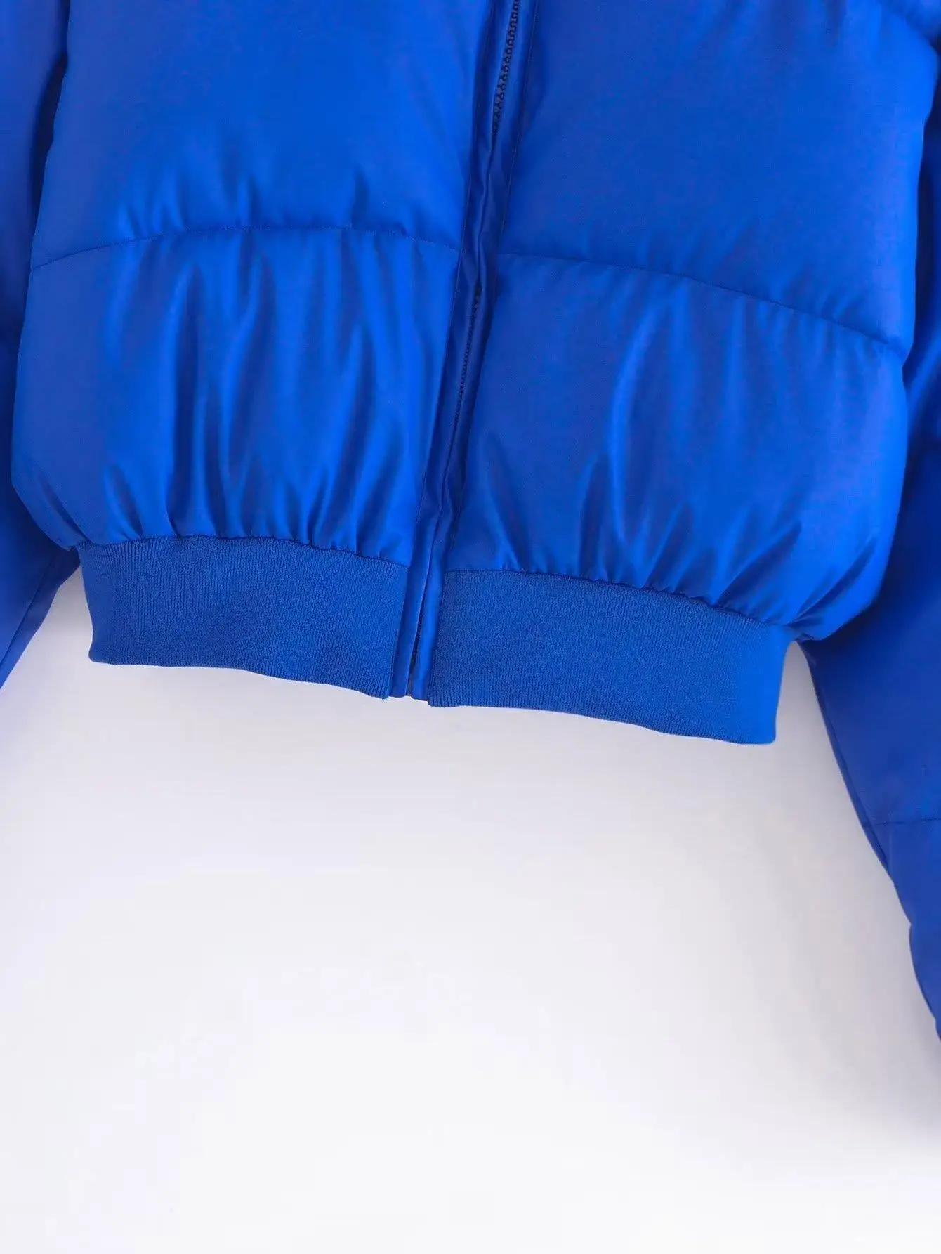 Winter Warm Thick Coats Women Short Parkas Fashion Cotton Padded Lady Blue Faux Leather Jacket Elegant Zipper Clothes 2022