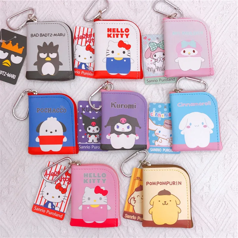 

New Sanrio Hello Kitty Kuromi Card Set Anime Coin Purse Backpack Keychain Card Holder Pendant Cinnamoroll My Melody Wallet Gifts