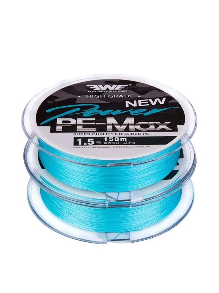 EWE Super Quality 8-strands Braided Long Shot PE Line Fluorescent Blue 150m/200m Wear-resistant Fishing Line Powerful Main Line images - 6