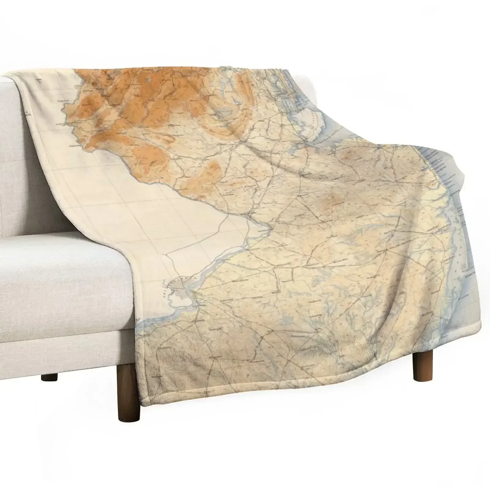 Геологическая карта старого Нью-Джерси (1888) Винтажное одеяло NJ Topography Atlas для