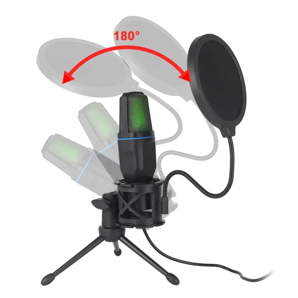 Профессиональный микрофон RGB USB-микрофон конденсатор проводной игровой для