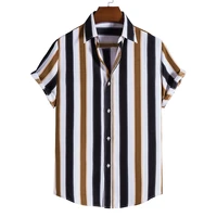 2022 summer mens striped shirts fashion printed short sleeves street loose breathable casual brand shirts summer tops