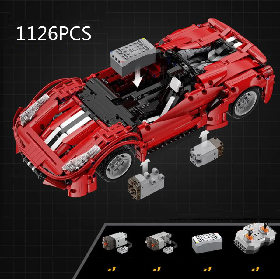 Радиоуправляемая модель суперкара Ferrari 488 Pista Spider, масштаб 1:8, 2,4 ГГц, техническая, из строительных блоков MOC, RC-игрушка (art.: 3920db78844fc) - 3920db78844fc