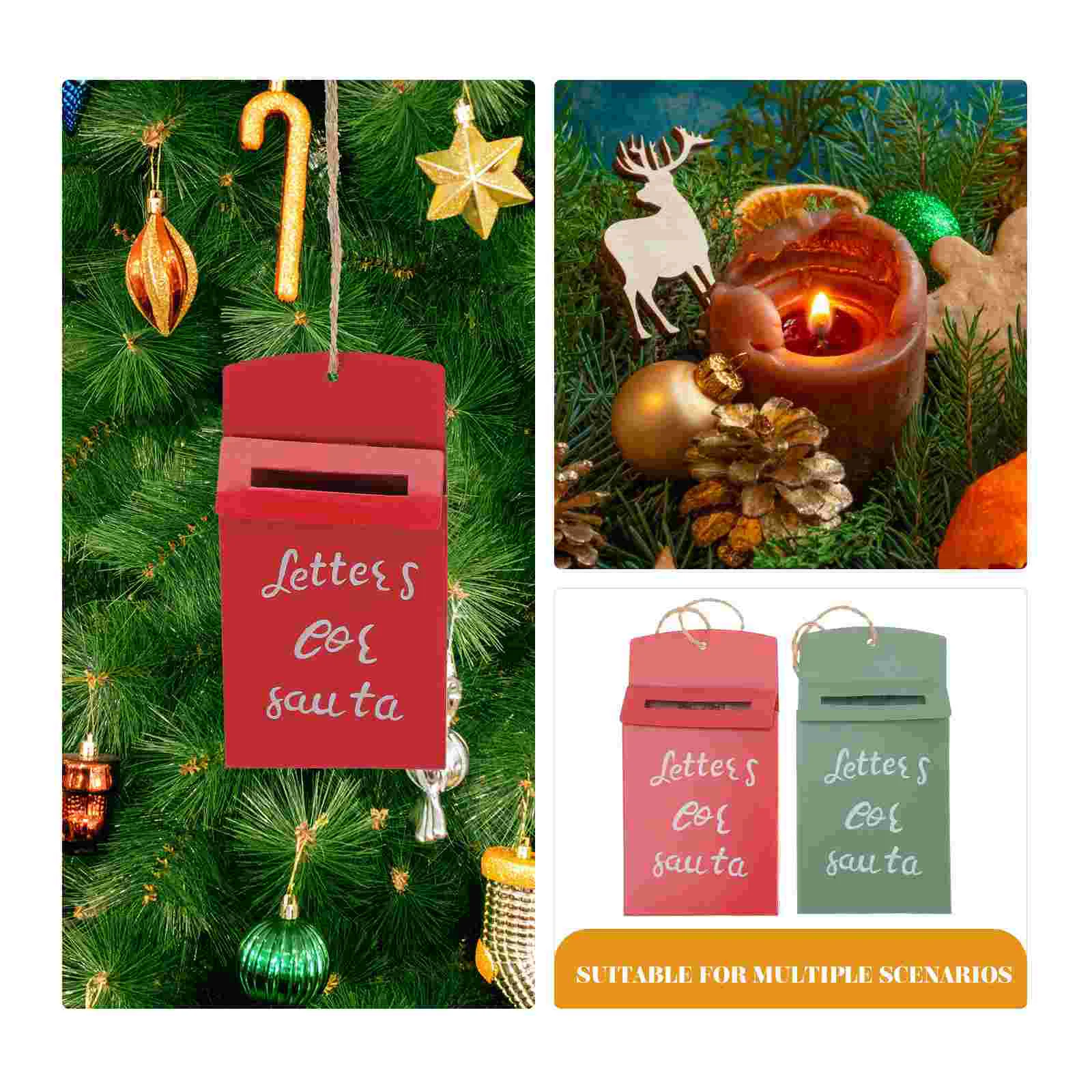 

Christmas Tree Mailbox Pendants Party Ornaments Letter Decor Props Decoration Hanging Santa Letters Metal Merry Holiday Case