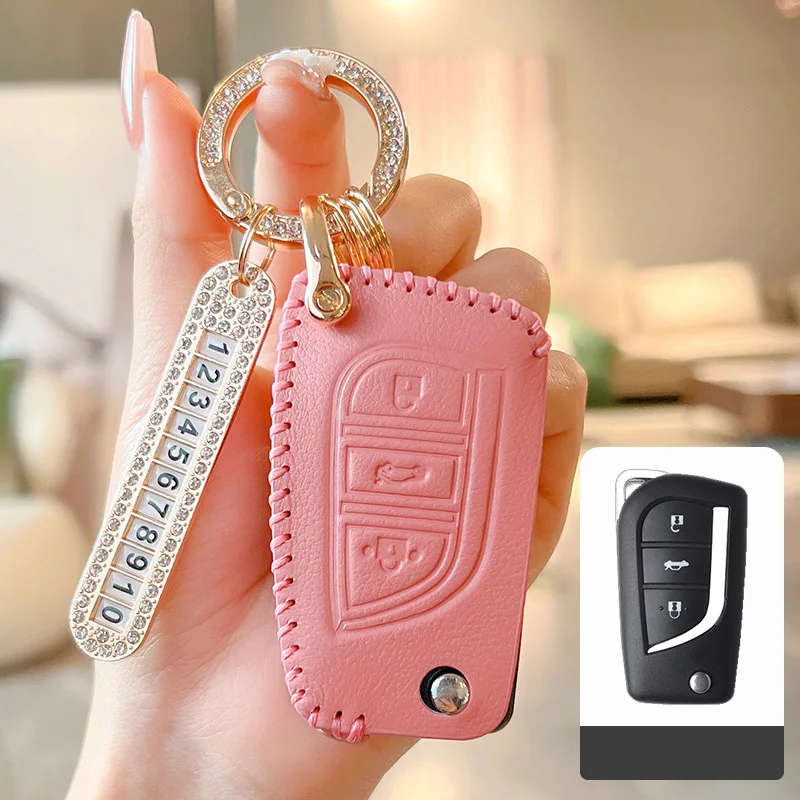

Lady Use Pink Car Key Case Cover for Toyota Auris Corolla Avensis Verso Yaris Aygo Scion TC IM Camry RAV4 Forturner Hilux