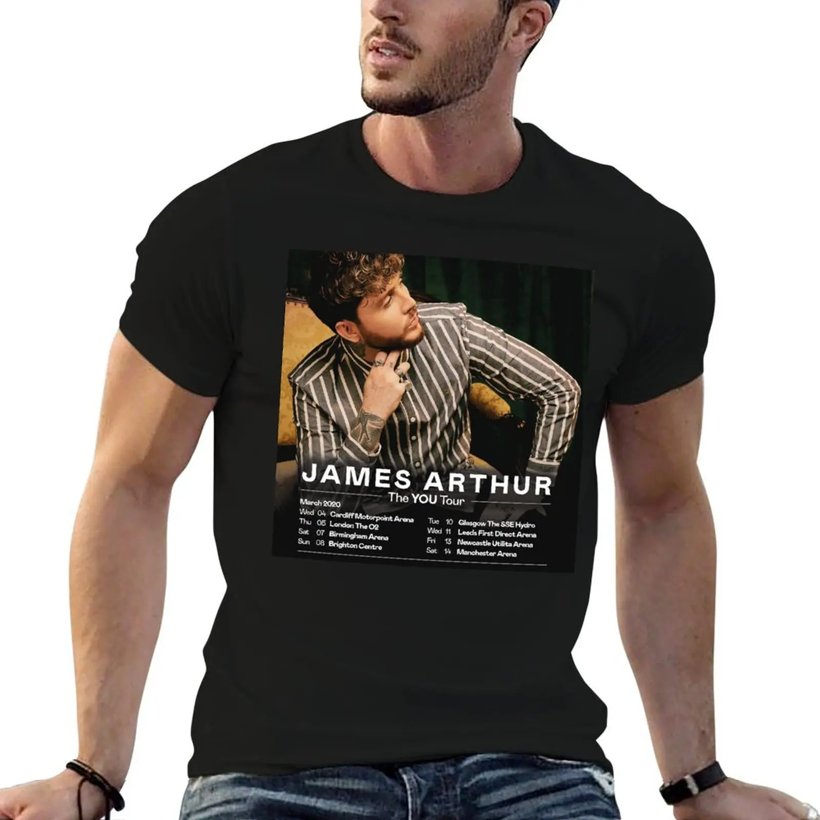 Фото Винтажная футболка в стиле ретро James Arthur The You Tour March 2020, лучшая мужская футболка, быстросохнущая легкая спортивная футболка №1
