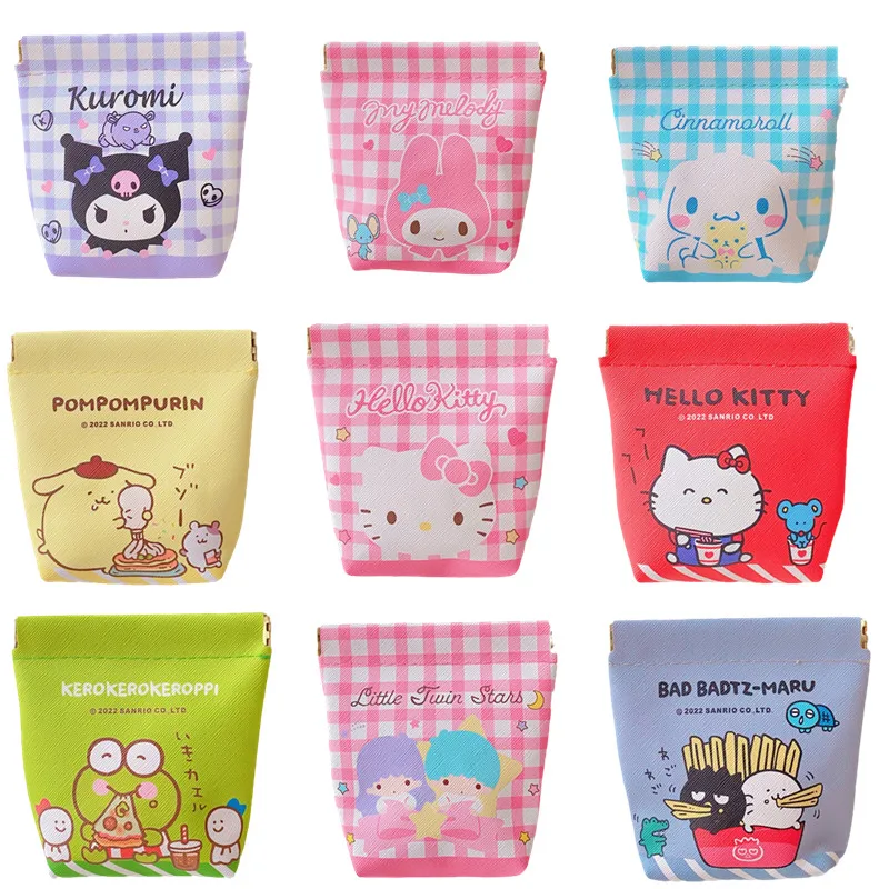 

Kawaii Sanriod Anime Around Cinnamoroll Kuromi Mymelody Kitty Cartoon Cute Portable Monthly Storage Bag Coin Purse Headphone Bag