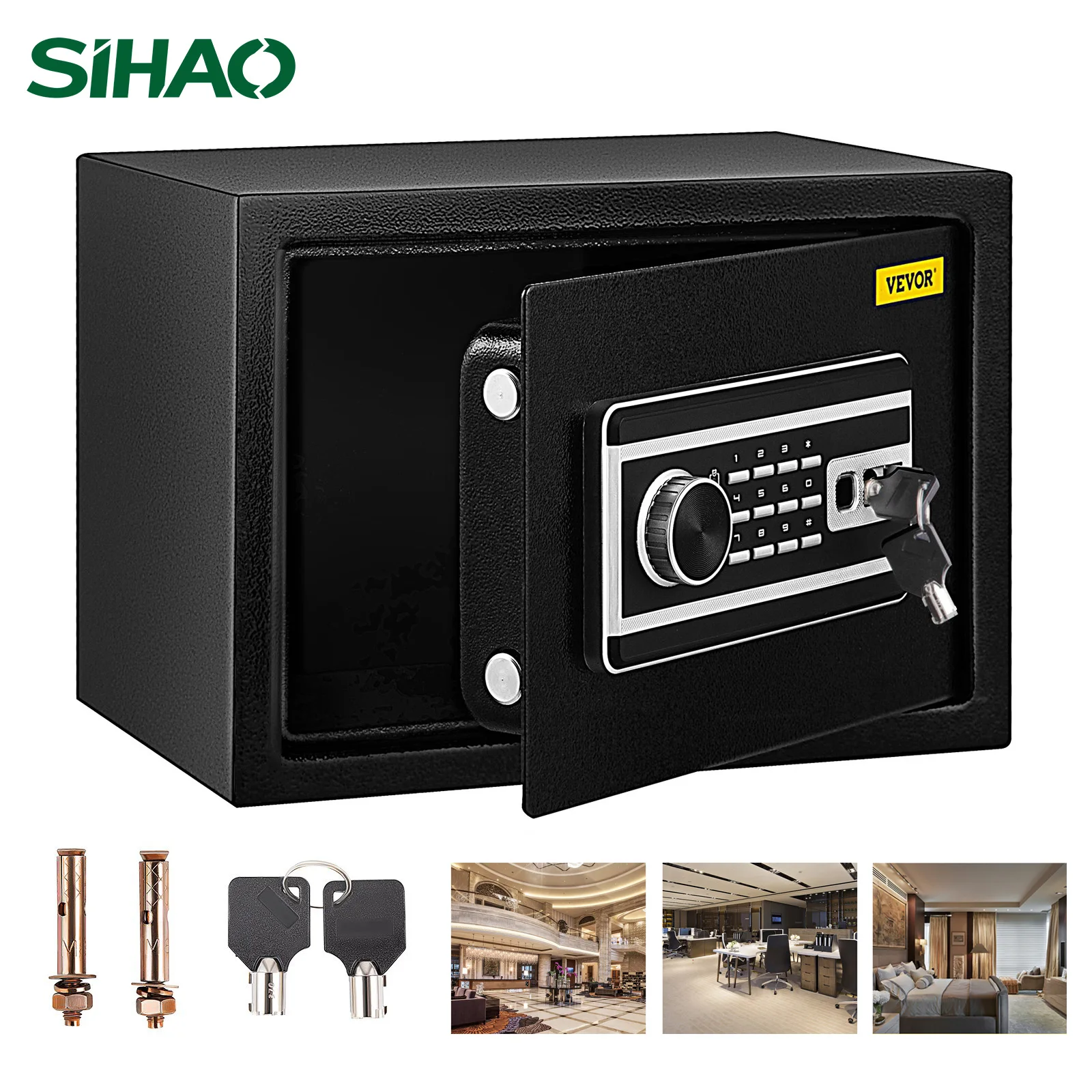 Sihao 22L 60L Digital Electronic Fingerprint Locks Safe Deposit Fireproof Box Key Fingerprint Code Fingerprint Digital Keypad