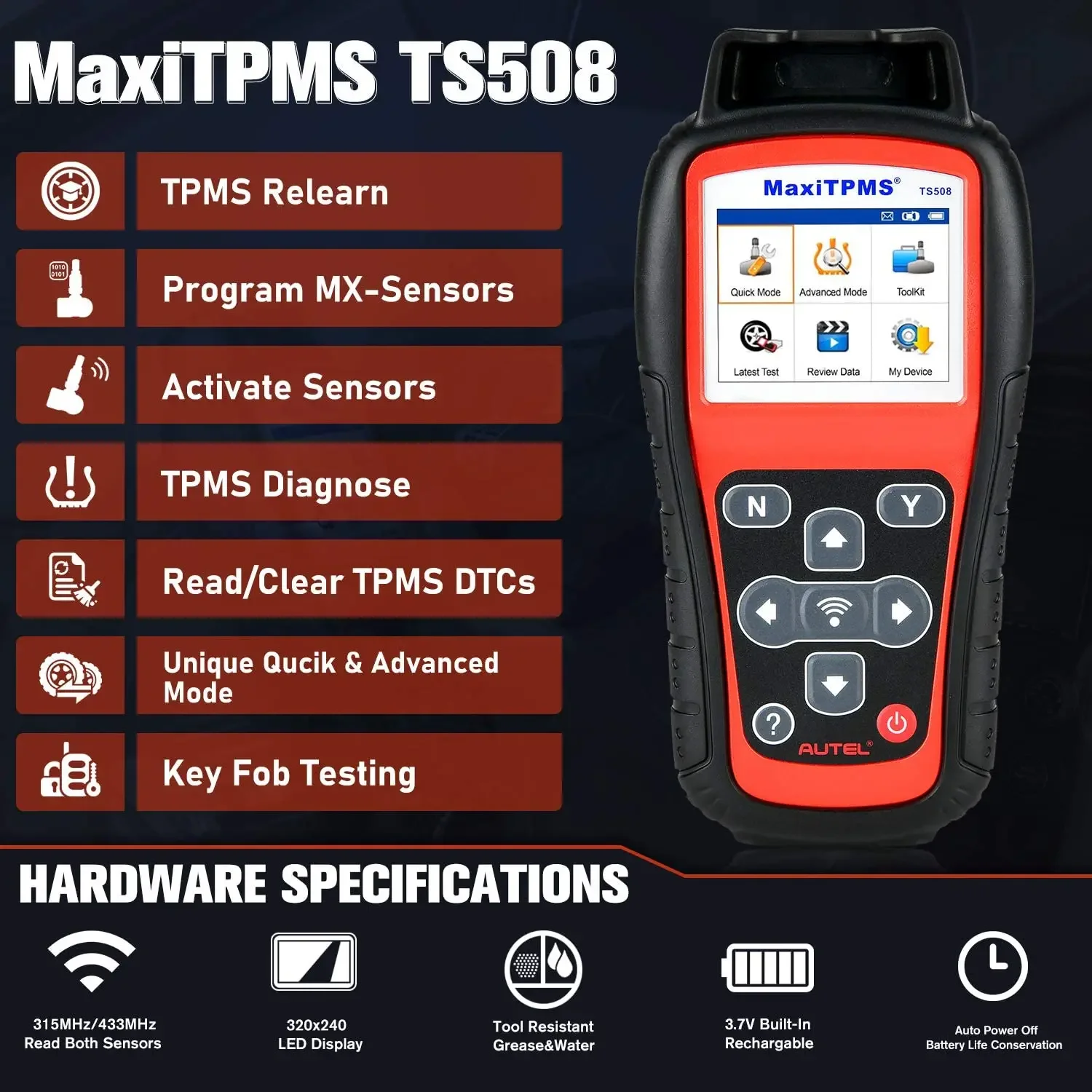 Автомобильный диагностический инструмент Autel MaxiTPMS TS508 TPMS система контроля