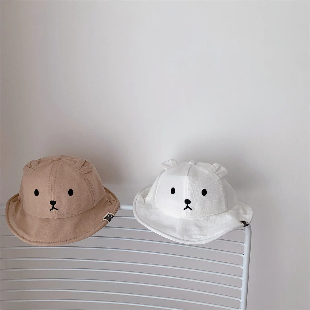 

Spring Autumn Thin Cotton Baby Boy Sun Protection Hat Super Cute Bear Ears Newborn Baby Girl Summer Solid Fisherman Cap