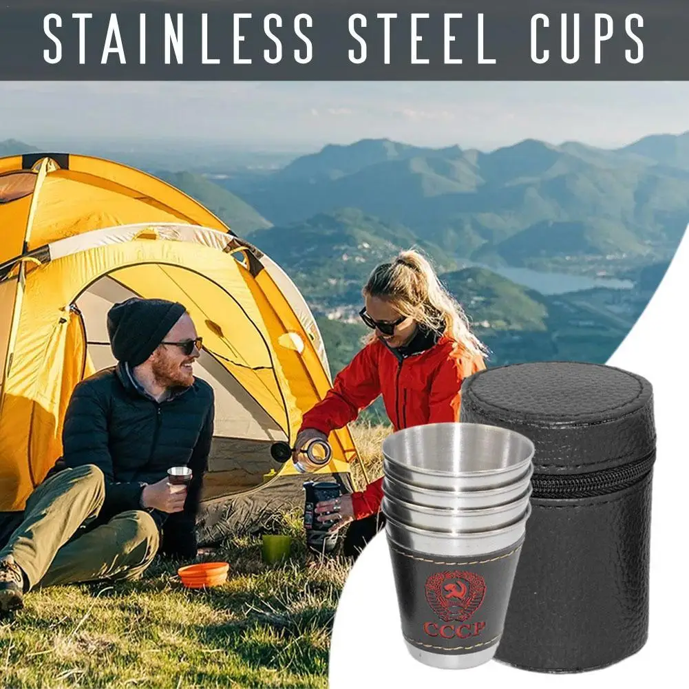 

New Stainless Steel Mug With Bag Picnic With Beverage Set Drink Carry Outdoor Travel Camping Cups