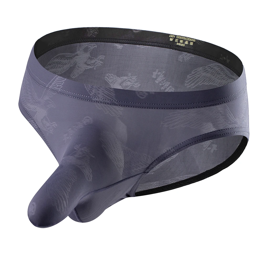 

Men Briefs Comfort Ice Silk Thong Elephant Trunk Underwear Elastic Bulge Pouch Low Rise G-String Bikini Breathable Jacquard
