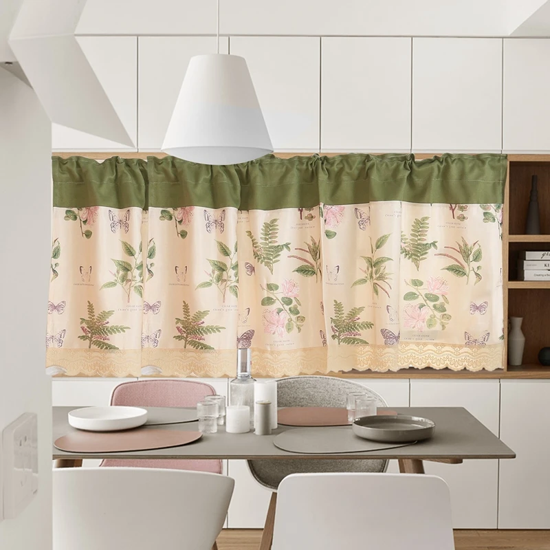 Короткие занавески с цветочным рисунком карманные полузанавески для гостиной