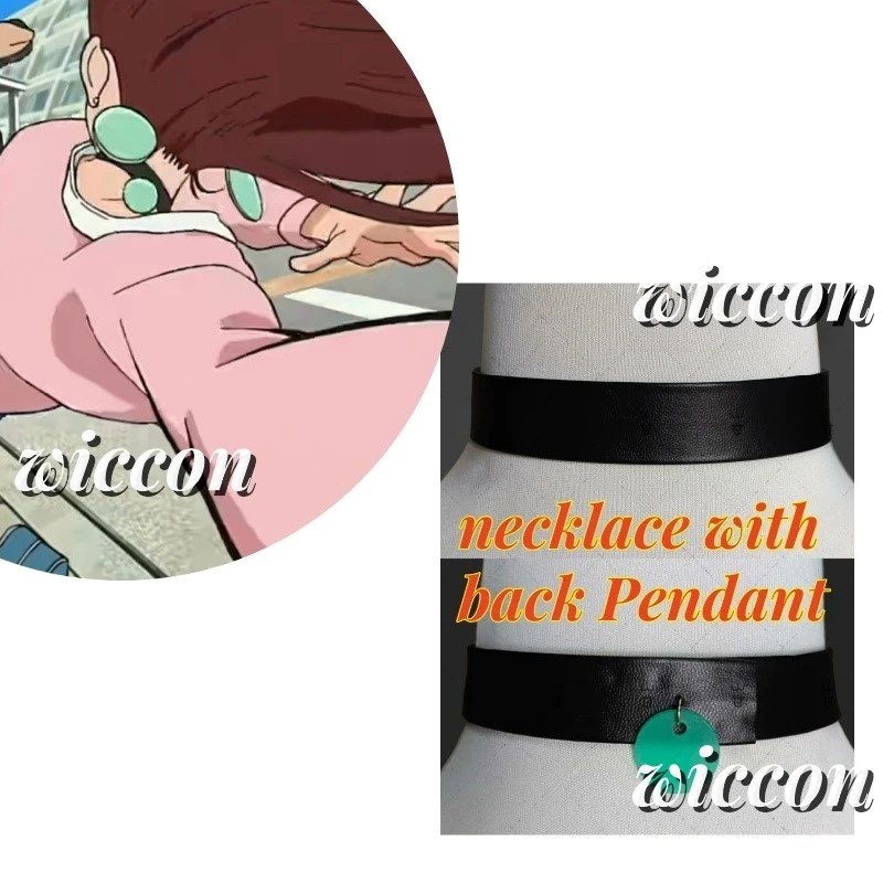 Dandadan Momo Ayase косплей парик реквизит 1 пара серьги клипсы ожерелье с подвеской на