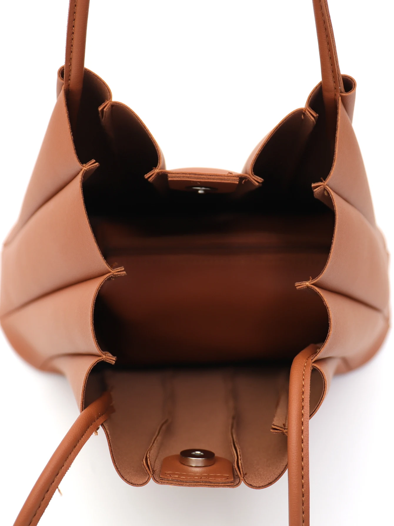 CEZIRA Brand Women PU Vegan Leather Tote with Inner Purse Stripes Patchwork Shoulder Bags Leisure Large Capacity Bucket Handbags