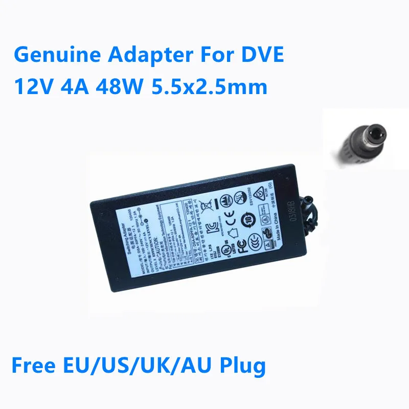 Питание переменного тока адаптера переключения электропитания Genuine 12V 4A 48W 5.5x2.5mm DSA-50PFA-12 1 120400 для монитора DVE.