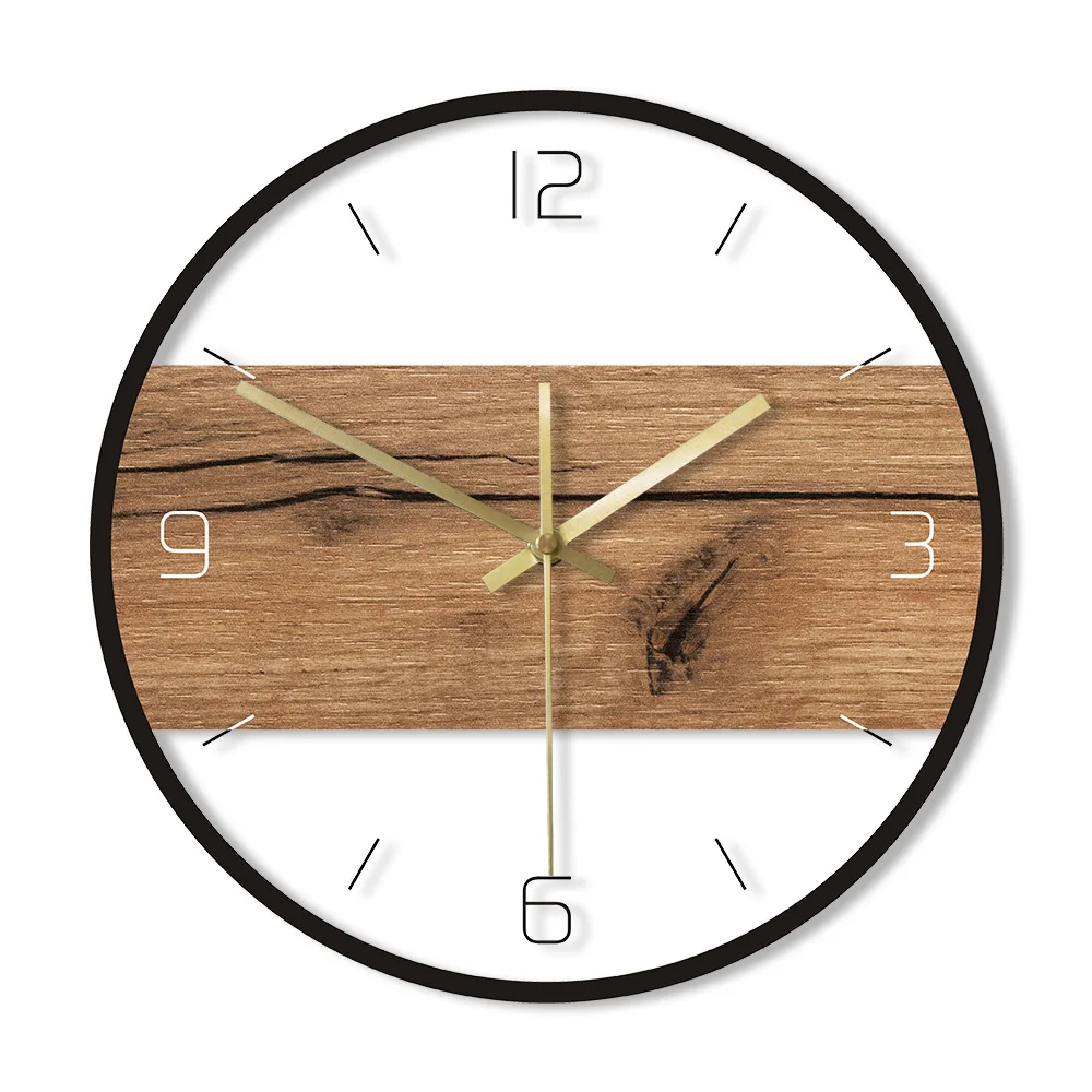 

Old Wood Pattern Texture Acrylic Wall Clock Rustic Wood Cabin Country Wall Home Decor Silent Movement Printed Clock Wall Watch