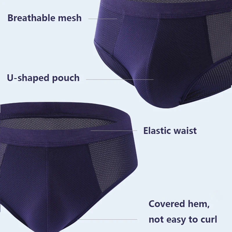 Ice Silk Mesh Male Underwear Breathable Seamless Elasticity Thin Simple Men Briefs Ultra Thin Paties Wholesale Customize 6Pcs
