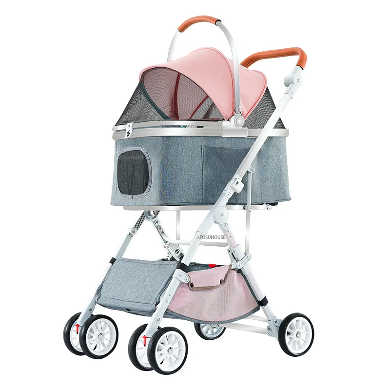 

Light Luxury Pet Stroller Foldable Detachable Cat Dog Stroller Outdoor Travel Puppy Stroller Dog Nest Portable Cats Carrier Bag
