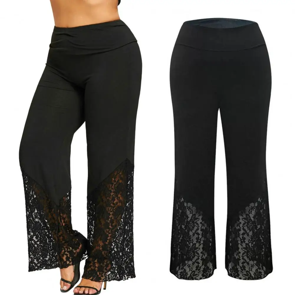 Stylish Trousers Stretchy Women Pants Lace Match Top Full Length Women Pants
