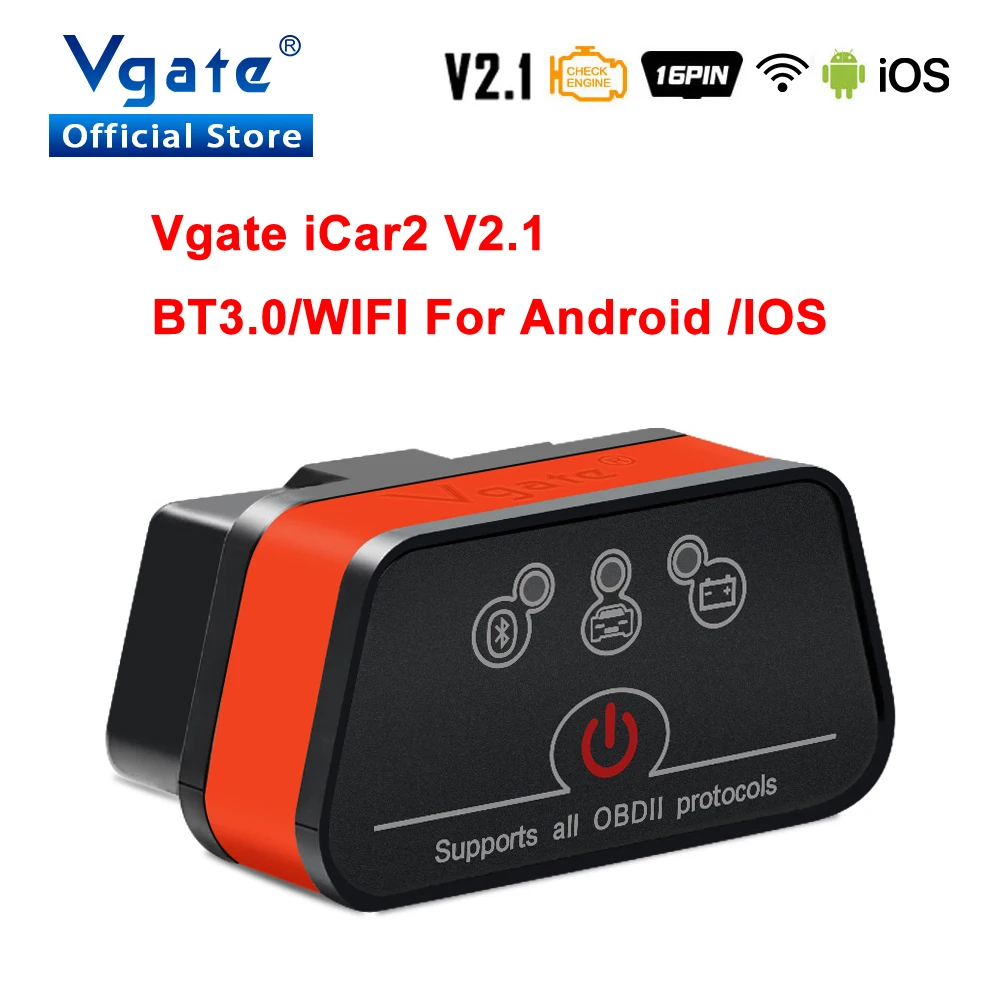

Vgate iCar2 car Diagnostic OBD 2 OBD2 ELM327 wifi Scanner Auto Tool Bluetooth iCar 2 v2.1 odb2 Code reader PK elm 327 V 1 5
