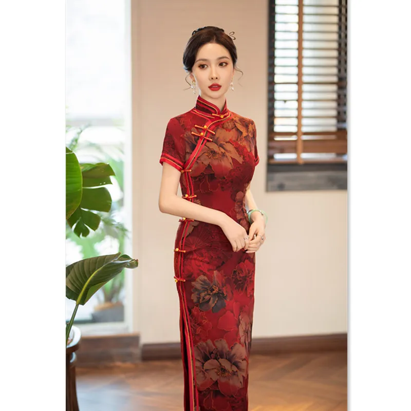 Ретро-платье Ципао в китайском стиле старого Шанхая с длинными рукавами Новинка