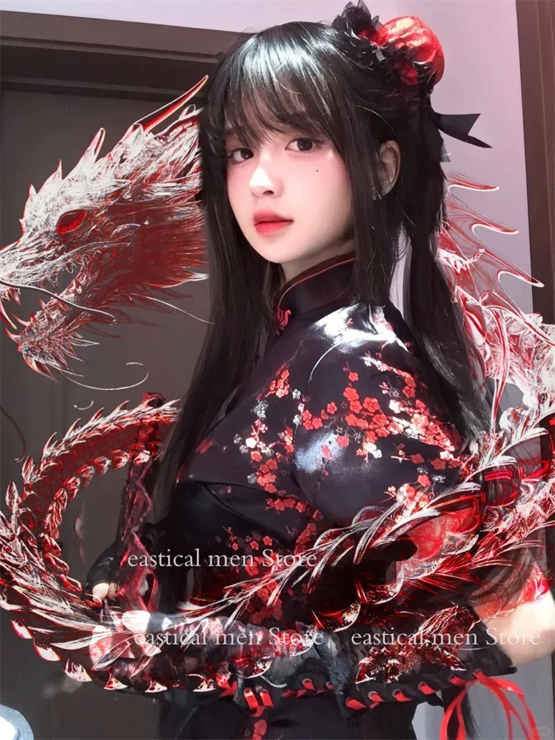 Шелковое парчовое жаккардовое платье Cheongsams короткий костюм Лолиты для косплея