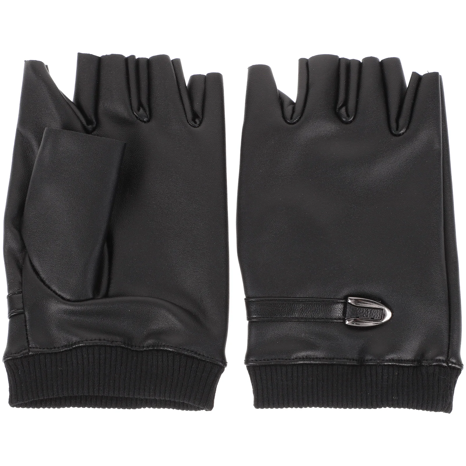 

PU Gloves Cycling Half-finger Round Gloves Driving Gloves for Men Women(Black,Free Size)