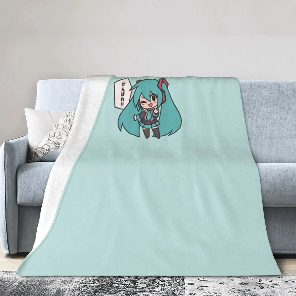 Мiku Ganbare Ganbatte Chibi плед из микрофлиса