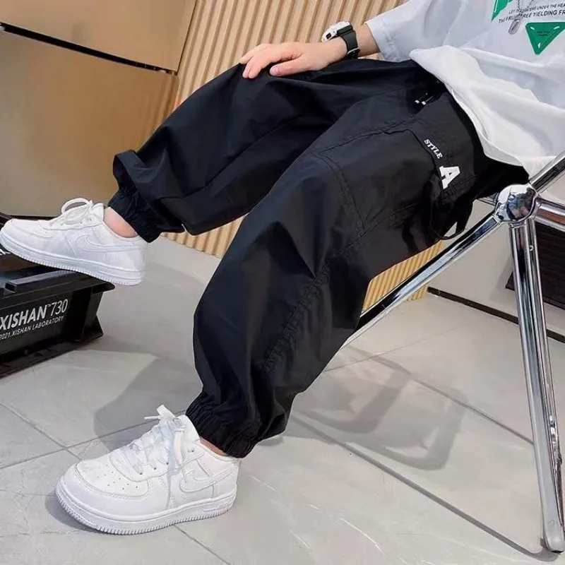 

Teenager Cargo pants 2023 Summer New Boys Thin Loose Anti mosquito Pants Children's Fashion Handsome Overalls 3 5 7 9 11Y