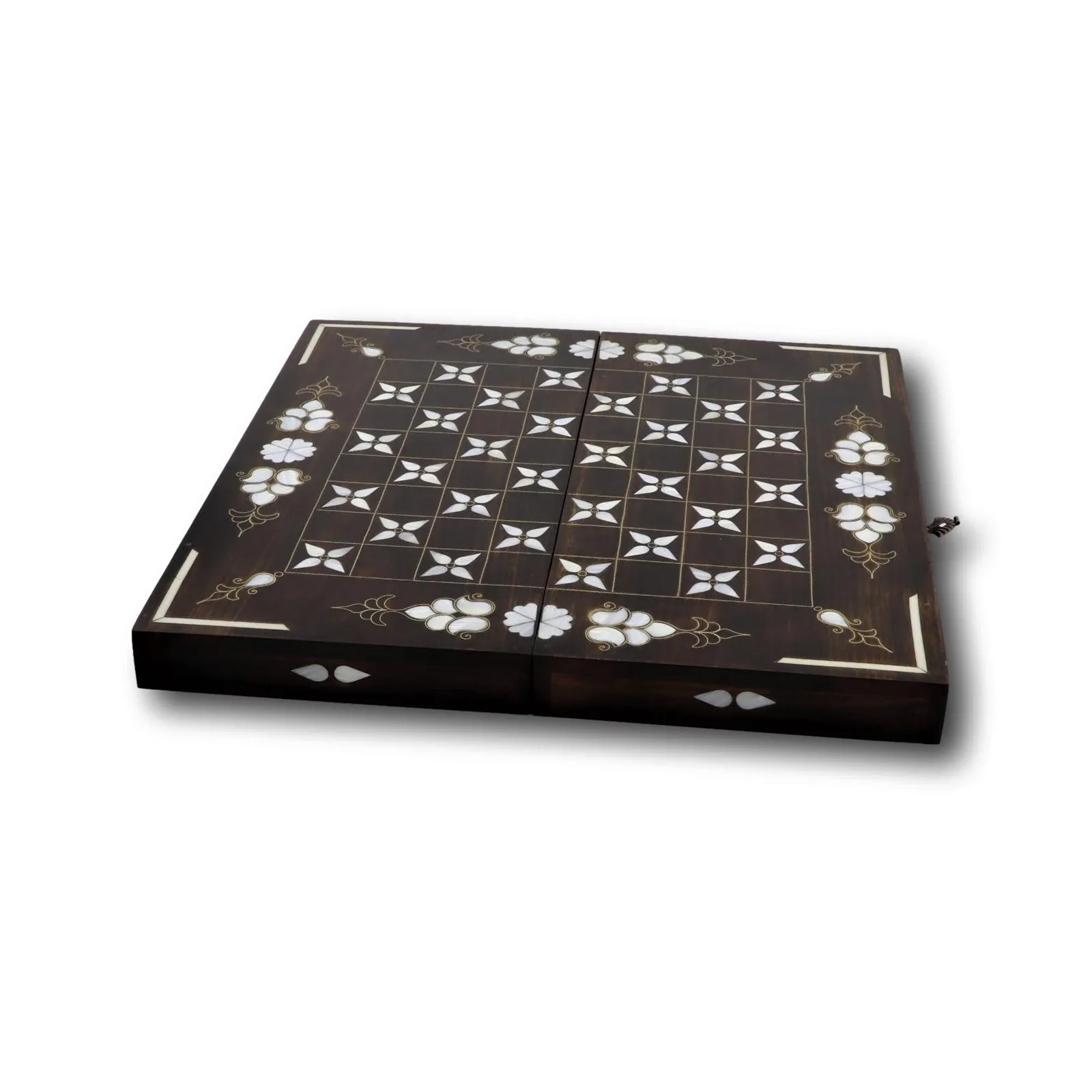 

Morya Wooden Checkers and Backgammon Set Lux Mother of Pearl Embroidered