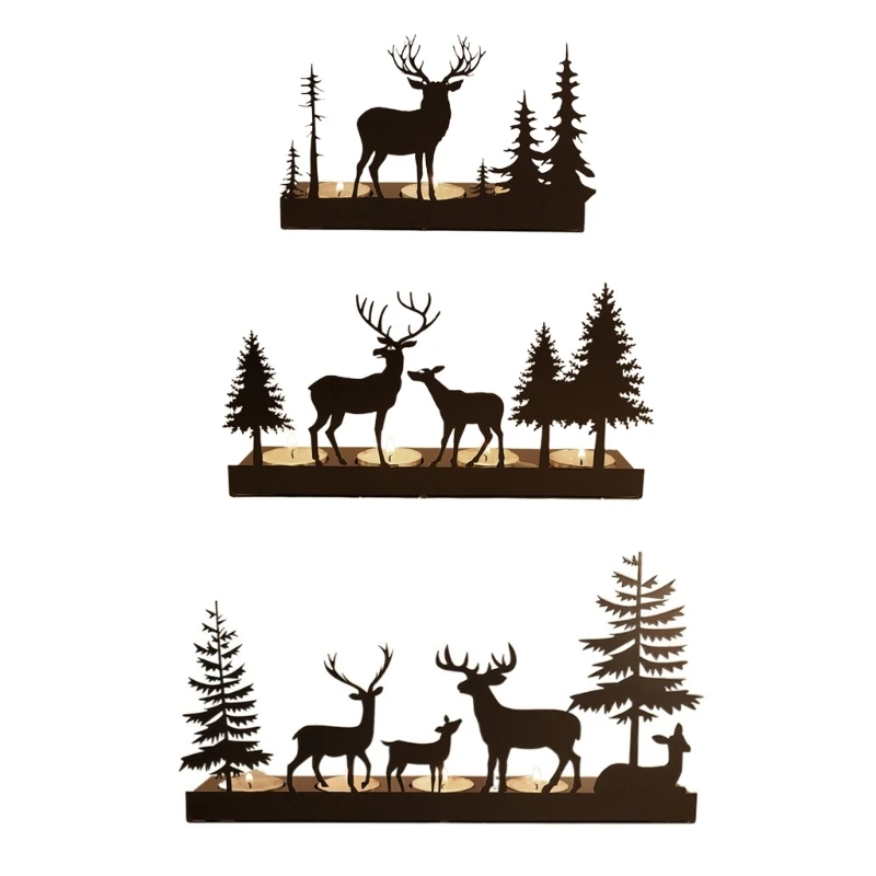Christmas Candlestick Reindeer Tealight  Holders Wedding Table  Stand Home Decorations